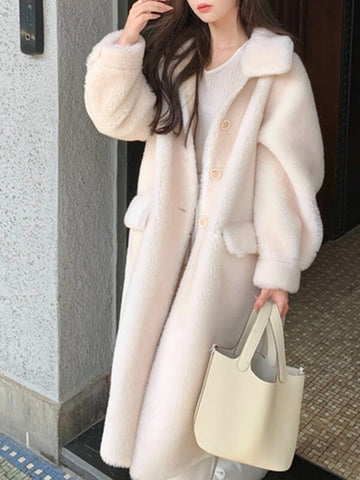 Airchics manteau teddy coat longue boutonnage avec poches femme mode hiver